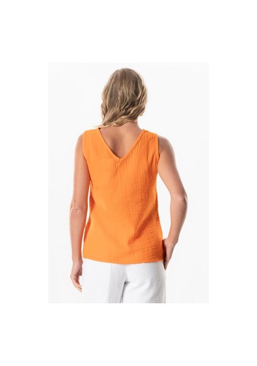 Kolsuz Melis Yazlık Müslin Bluz Turuncu Trnc Turuncu