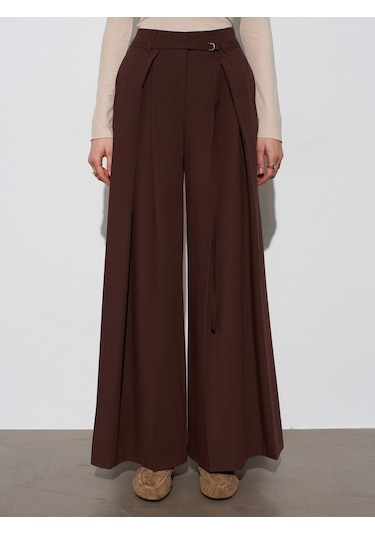 Dilvin 72665 İnce Kemerli Pantolon-kahve