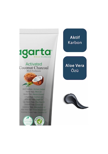 Agarta Doğal Hindistan Cevizi Özlü Aktif Karbon Diş Macunu 3 x 100 ML
