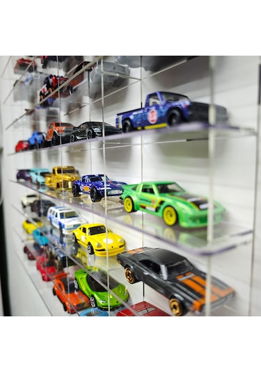 Şeffaf Pleksi 50 Araçlık Hobi Araba Rafı