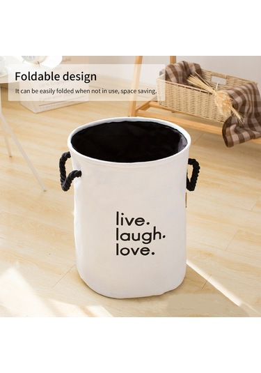 Kosona Çift Kollü Katlanabilir Kumaş Çamaşır Sepeti - Büyük Kapasiteli, Dayanıklı, Banyo Ve Yatak Odası İçin - Beyaz Diğer