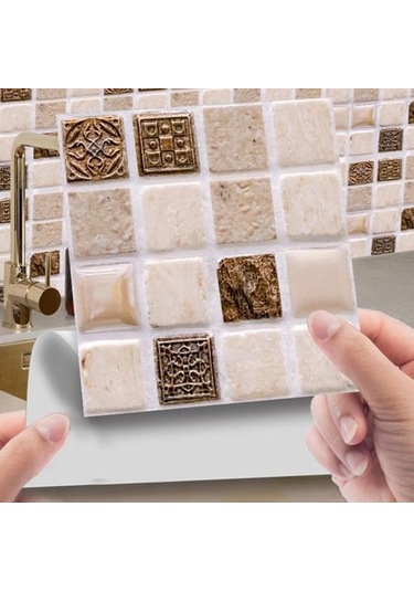 10 Adet Kiremit Etiket Üç Boyutlu Su Geçirmez Kendinden Yapışkanlı Dekoratif Dıy İşaretli Desen Duvar Çıkartma Ev Kaynağı 10cm Diğer