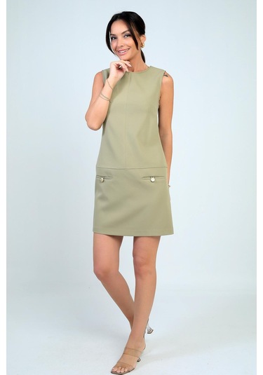 Kadın Filoto Detaylı Kısa Elbise-41761 Çağla Yeşili