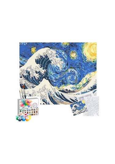Sayılarla Boyama Seti 40 X 50 Cm Tuval Şasesine Gerili Geceler D