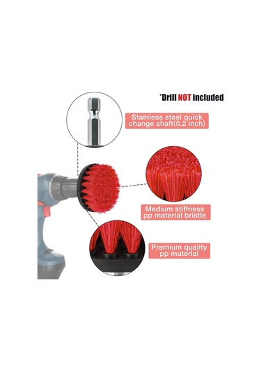 Matkap Temizleme Fırçası 4 Parça, Döner Fırça 2'/3.5'/4'/5' C