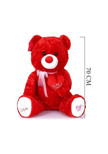 1054 Krm Tıkıl Ayı 70 Cm Kırmızı Çok Renkli