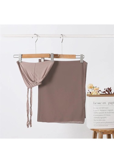 Noenname Null Kadın Şifon Başörtüsü & Jersey Undercap Seti - 2 Parçalı Haki