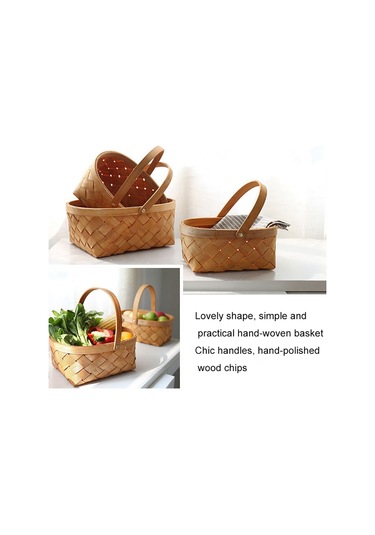 Xiaaokeji Saklama Sepeti Saplı Ahşap Saklama Sepeti Saklama Kabı Kahverengi