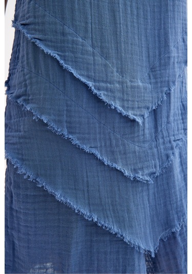 Pamuk Müslin Üçgen Bluz - Şık Ve Rahat Yaz Tasarımı Mavi