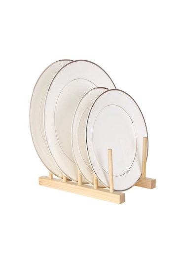 Mufunye Ahşap Depolama Rafı: Mutfak Tabak/bardak Kurutma, Cd/kitap Saklama - 5 Çubuk 4 Bölme, A004 Diğer