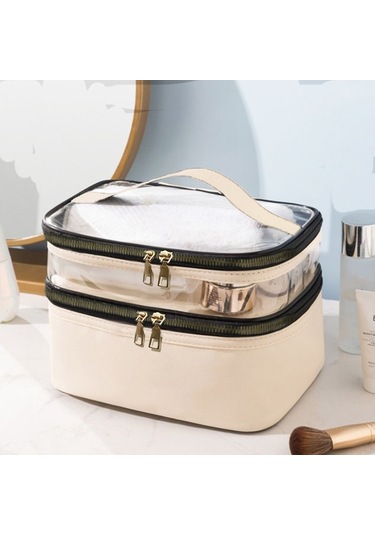 Ankaflex Deri Çift Bölmeli Seyahat Makyaj Çantası