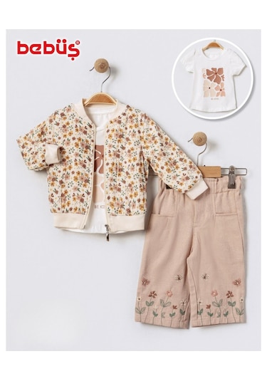 Kız Bebek Çeketli Badili 3 Lü Takım Bej