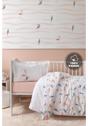 Yataş Mini Nuala Bebek Ranforce %100 Pamuk Nevresim Takımı - Pudra