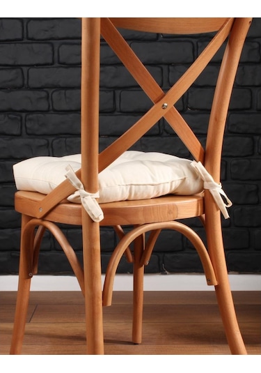 Altınpamuk Altınpamuk 4'Lü Lüx Pofidik Krem Sandalye Minderi Özel Dikişli Ba