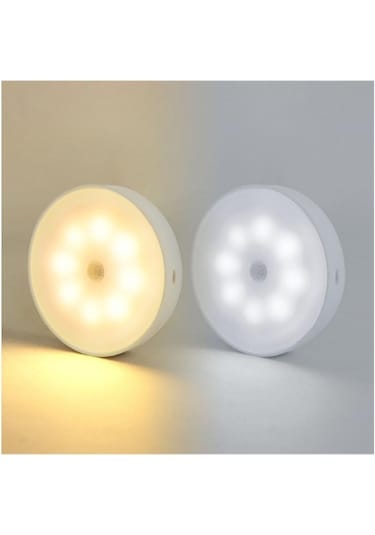 Jms Beyaz Şarj Edilebilir Led Hareket Sensörü Usb Led Gece Lambası Kablosuz Enerji Tasarruflu Beyaz