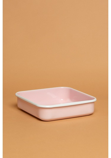 Rosa Di Verona Emaye Kare Pembe Fırın Kabı Ebutay Pembe