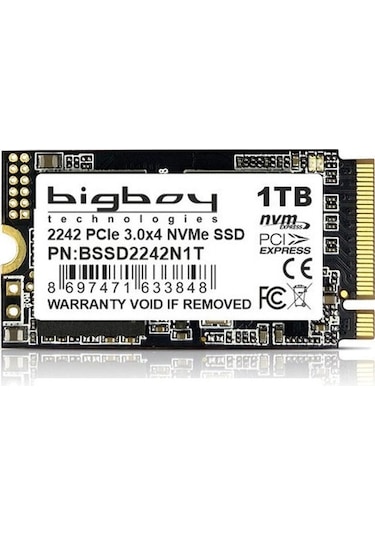 Bigboy BSSD2242N1T 1 TB 2500/1800 MB/S 22x42 MM PCIe 3x4 M.2 NVMe SSD