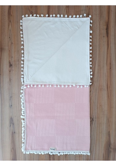 S.kahve Kız Erkek Bebek Battaniyesi Pike %100 Pamuklu Doğal Organik Uyku Çift Taraflı Örtü 86x86cm Btn10248 Pembe