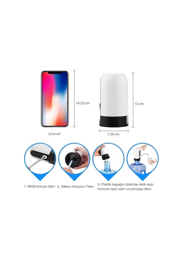 Narpump Şarjlı Tek Motorlu Damacana Pompası Beyaz