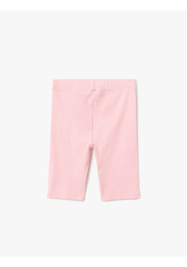 Koton Beli Lastikli Pamuklu Basic Kısa Tayt Pembe 5skg40010ak Gül