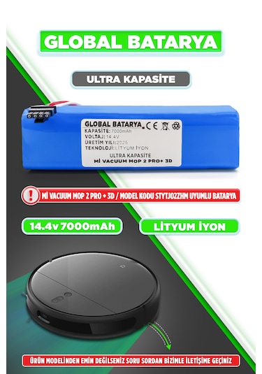 Xiaomi Vacuum Mop 2 Pro Plus 3d Batarya 7000mah Ultra Kapasite