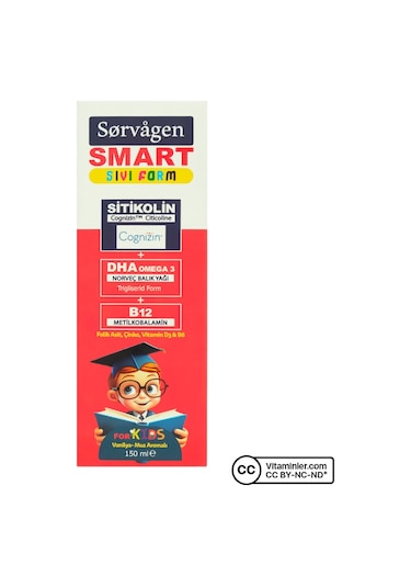 Sorvagen Smart Kids Sitikolin Dha Omega 3 Ve B12 150 Ml Muz