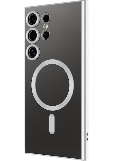 Kilifone - Samsung Uyumlu Galaxy S24 Ultra - Kılıf Kamera Korumalı Kablosuz Şarj Destekli Demre Kapak - Gümüş