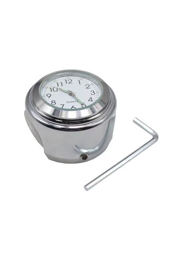 Jzcat Evrensel Motosiklet Gidon Saat Bisiklet Termometresi - Gümüş Kabuklu Ve Beyaz Yüzlü Gümüş