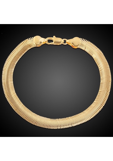 Ehediye Chavin 7 Mm. Snake Yılan Örme Kadın Zincir Kolye Bileklik Eg94 Altın