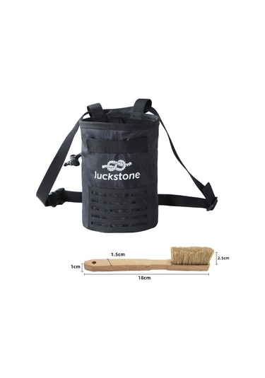 Vkemall Kaya Tırmanma Ve Kamp İçin Anti Kayma Kuru Eller Toz Çantası, Bel Bağlı Poliester Torba + Toz Fırça Siyah