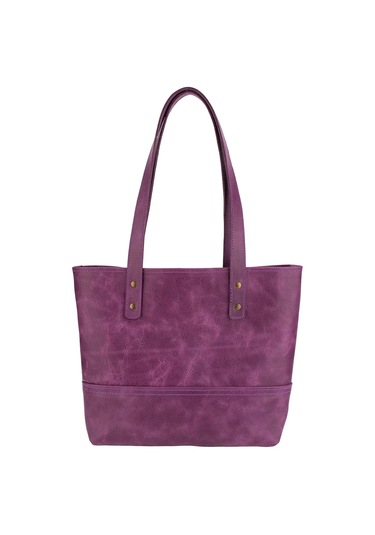 Twingold İsme Özel Tote Bag El Omuz Çantası - %100 Rainbow Deri - Ac03003 - Mor Mor