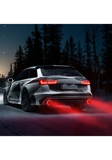 Boatshop1 Mavi Karbon Fiber Egzoz Ucu Kirmizi Mavi Led Isikli Paslanmaz Celik Egzoz Boru Modifikasyon