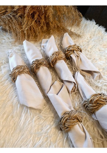 6lı Doğal Hasır Peçete Yüzüğü / Halkası Diğer