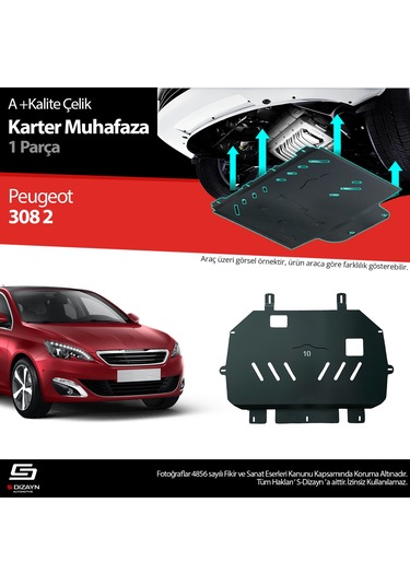 S-dizayn Peugeot 308 Çelik Karter Muhafaza Koruma 2013-2019 A+ Kalite
