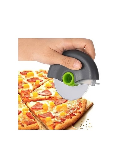 Trendooze Yeşil Gaojunshop01 Kapaklı Paslanmaz Çelik Yuvarlak Pasta Dilimleme Rulosu Yeşil