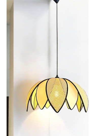 Modern Hazeran Görünümlü Çift Yapraklı Çiçek Şeklinde Bohem Rustik Avize - Bej Bej