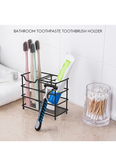 Xurunkeji Paslanmaz Çelik Diş Fırçası Tutucu, Elektrikli Diş Fırçası İçin Çok İşlevli Banyo Diş Macunu Tutucu Standı, Siyah Siyah