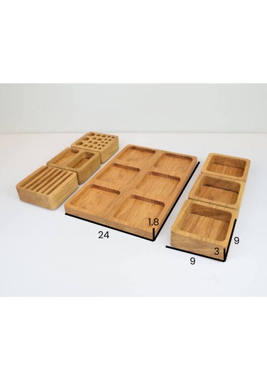 Kendi Düzenini Yarat - 6 Parça Modüler Ahşap Masaüstü Seti