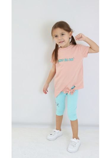 Kız Çocuk Kaprili Kısa Kollu Yazlık Basic Takım 2-5 Yaş 001