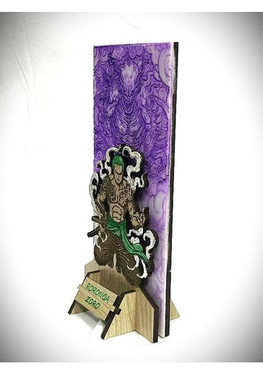 Dükkan Design Lazer Kazıma El Boyama One Piece Roronoa Zoro Ahşap Biblo Çok Renkli