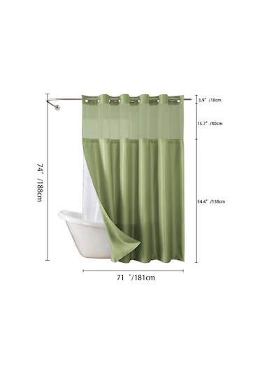 Kancasız Waffle Dokuma Duş Perdesi Çıtçıtlı Kumaş Astar Seti, B Diğer