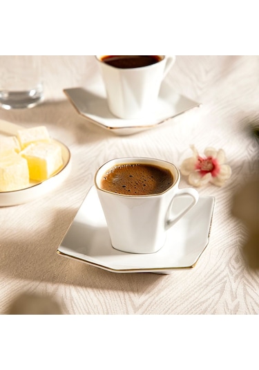 Nehir Menekşe 12 Parça Porselen Kahve Fincan Takımı