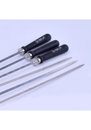 Teltree 6'lı Paslanmaz Çelik Izgara Şarapları, Ahşap Kolu, Isıya Dayanıklı, Gıda Tutucu, Kamp/parti İçin Mkc52t Seti