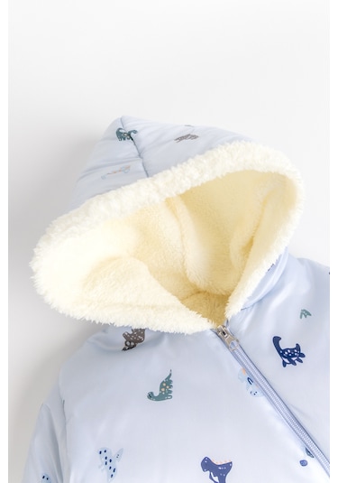 Kapüşonlu Peluş Astarlı Kışlık Kız-erkek Bebek Astronot-kozmonot Tulum Mavi