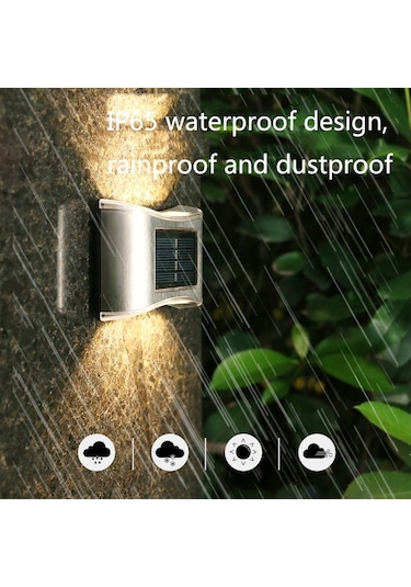 Cbtx Bahçe Aydınlatma 6 Led Solar Açık Bahçe Paslanmaz Çelik Duvar Lambası Sarı Sıcak Işık