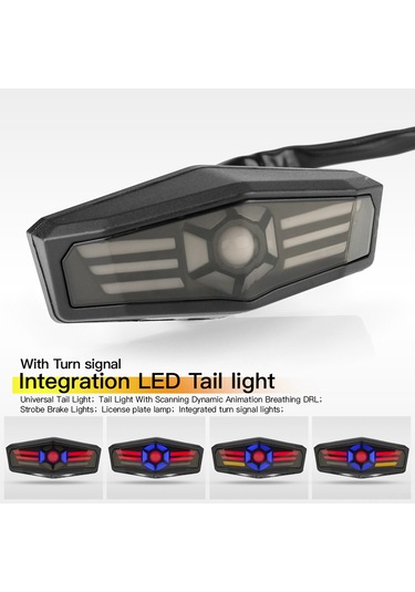 Youtek Motosiklet Entegre Led Stop Lambası, Tersine Çevrilir Plaka Tutucu İle Dinamik Mavi Solunum Farı Ve Yön Belirti Işığı
