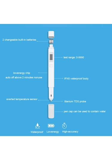 Xiaomi Süper Doğru Mini Zarif Kullanımı Kolay Su Saflık Test Cihazı Su Kalitesi Tds Test Cihazı Beyaz