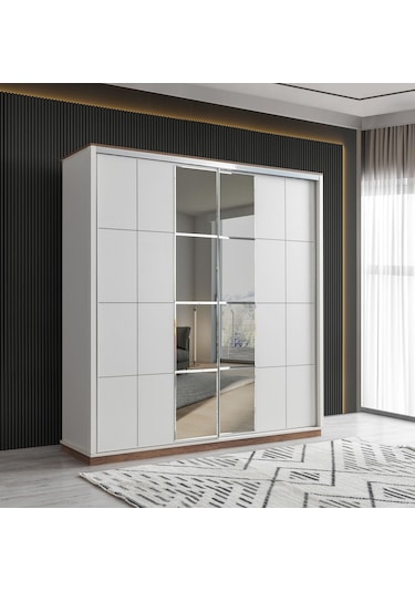 Efsane Sürgülü Aynalı Elbise Dolabı Gardırop 200x60x214