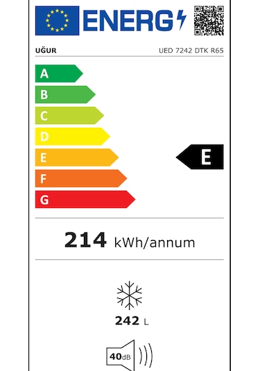 Uğur UED 7242 DTK R65 Beyaz Dikey Derin Dondurucu