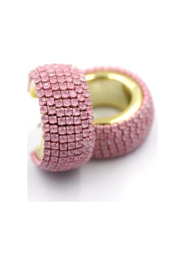 Taşlı Halka Küpe - Pembe Diğer